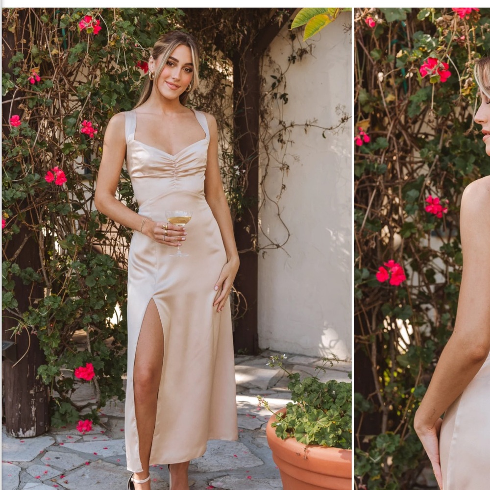 Show Me Your MuMu Cream Bodycon Midi Dress